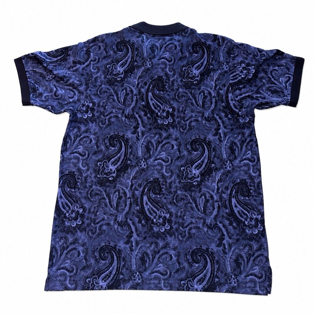 Vintage GANT Paisley Polo Shirt Men LT Tall Blue Black Cotton USA Islands - Picture 3 of 6